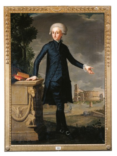 Portret van Don Juan Despuig y Zaforteza, ten voeten uit, in een zwart pak, gesigneerd en gegraveerd door Francisco Agustín y Grande