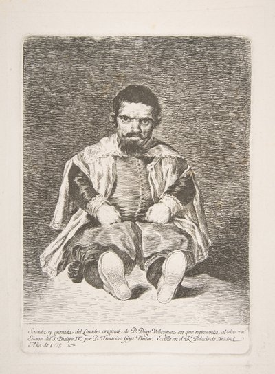 Een dwerg bekend als El Primo na Diego Velázquez door Francisco de Goya