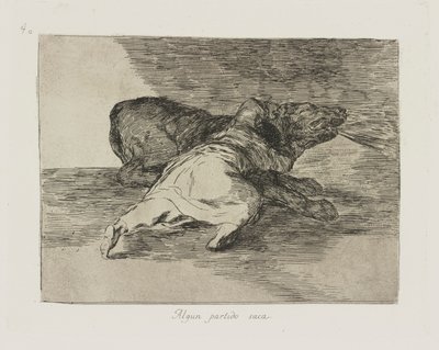 Hij Haalt Er Iets Uit, pl. 40 uit de serie Los desastres de la guerra door Francisco de Goya