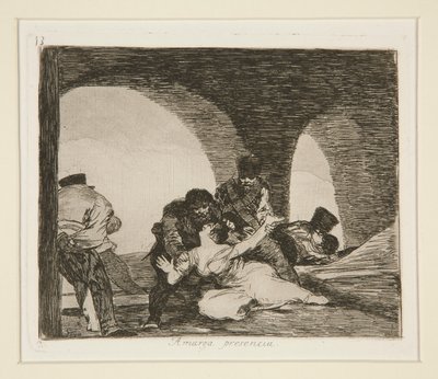 Amarga presencia (Bitter Om Aanwezig Te Zijn), pl. 13 uit Los desastres de la guerra (De Rampen van de Oorlog) door Francisco de Goya