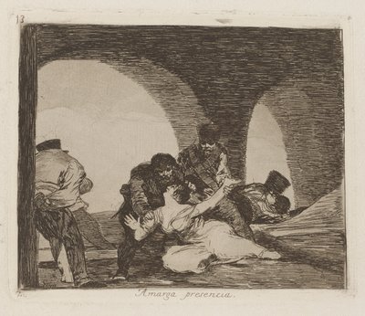 Bitter om aanwezig te zijn, pl. 13 uit de serie Los desastres de la guerra door Francisco de Goya