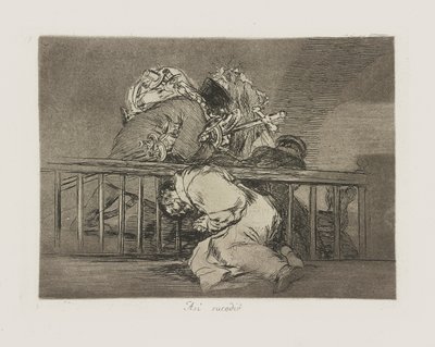 Así sucedió. (Zo Gebeurde Het.), pl. 47 uit de serie Los desastres de la guerra (De Rampen van de Oorlog) door Francisco de Goya