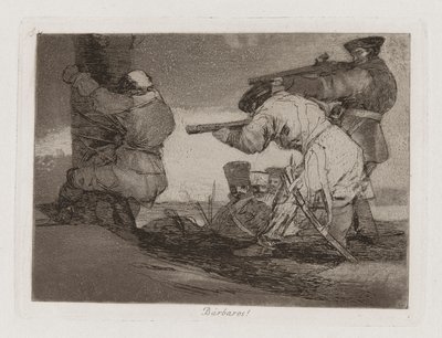 Bárbaros!, Plaat 38 uit Los desastres de la guerra door Francisco de Goya