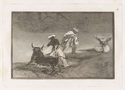 Ze Spelen Nog Eenmaal met de Cape in de Omheining, Plaat 4 uit La tauromaquia door Francisco de Goya