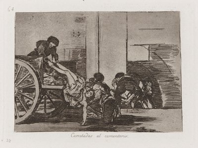 Carretadas al cementerio (Karren naar de begraafplaats), Plaat 64 uit Los desastres de la guerra (De Rampen van de Oorlog) door Francisco de Goya