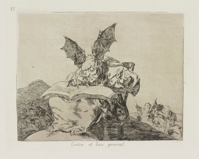 Contra el bien general. (Tegen het algemeen belang), pl. 71 uit de serie Los desastres de la guerra (De rampen van de oorlog) door Francisco de Goya