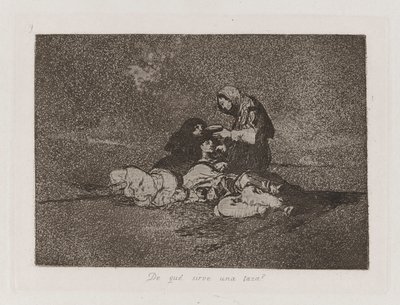 Waarvoor dient een kopje?, Plaat 59 uit Los desastres de la guerra door Francisco de Goya