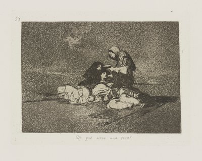 Wat is het nut van een kopje?, pl. 59 uit de serie Los desastres de la guerra (De rampen van de oorlog) door Francisco de Goya