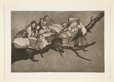 Disparate ridiculo (Belachelijke dwaasheid), pl. 3 uit de serie Los proverbios door Francisco de Goya