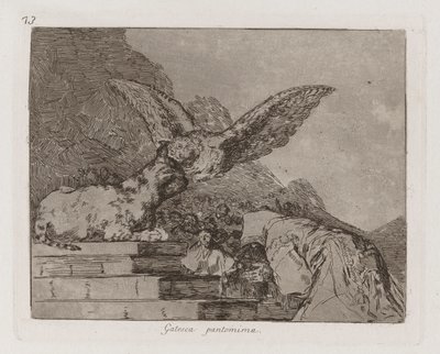 Gatesca pantomima (Feline Pantomime), Plaat 73 uit Los desastres de la guerra (De Rampen van de Oorlog) door Francisco de Goya