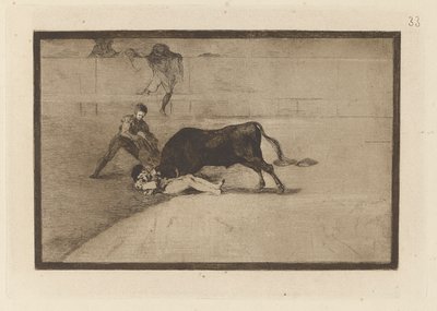 De Ongelukkige Dood van Pepe Illo in de Ring van Madrid, Plaat 33 uit La tauromaquia door Francisco de Goya