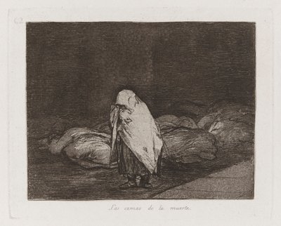 Las camas de la muerte, plaat 62 uit Los desastres de la guerra door Francisco de Goya