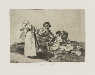 Het ergste is bedelen, pl. 55 uit de serie Los desastres de la guerra (De Rampen van de Oorlog) door Francisco de Goya