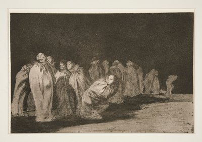 Los encasados (De Mannen in Zakken), pl. 8 uit de serie Los proverbios door Francisco de Goya