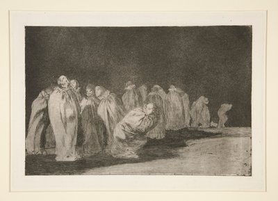 Los ensacados (Mannen in zakken), pl. 8 uit de serie Los proverbios door Francisco de Goya