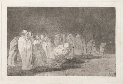 Los ensacados (De Mannen in Zakken), ook bekend als So el sayal, hay al (Er is iets onder het Zakkenkleed), uit de serie Los disparates (Los proverbios) door Francisco de Goya
