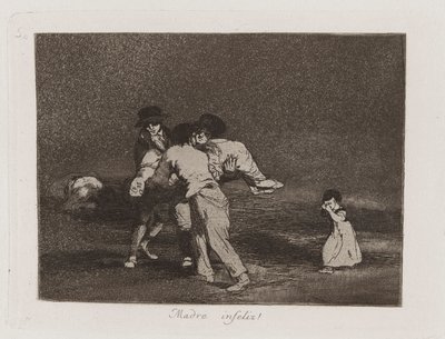 Madre infeliz! (Ongelukkige Moeder!), Plaat 50 uit Los desastres de la guerra (De Rampen van de Oorlog) door Francisco de Goya