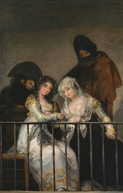 Majas op een balkon, ca. 1800-1810 door Francisco de Goya
