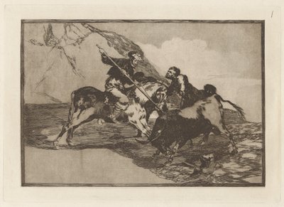 De Manier waarop de Oude Spanjaarden Stieren Jaagden te Paard op het Open Veld door Francisco de Goya