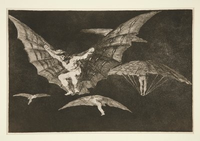 Manier van vliegen, pl. 13 uit de serie Los proverbios door Francisco de Goya