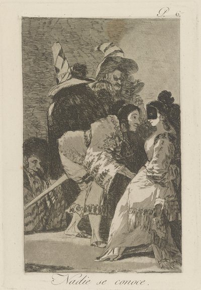 Nadie se conoce, pl. 6 uit de serie Los caprichos door Francisco de Goya