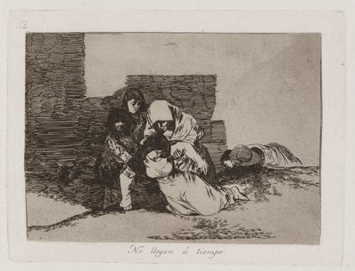 Ze Komen Niet Op Tijd, Plaat 52 uit Los desastres de la guerra door Francisco de Goya