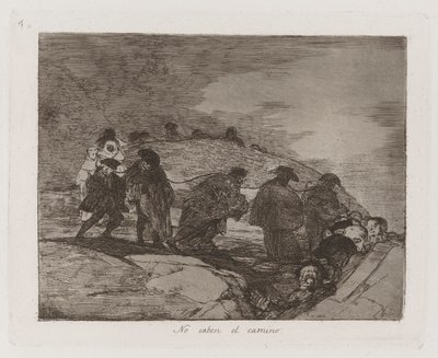 Ze kennen de weg niet, Plaat 70 uit Los desastres de la guerra door Francisco de Goya