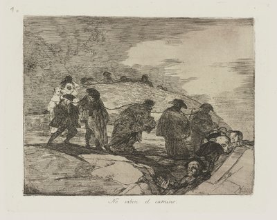 No saben el camino. (Ze weten de weg niet.), pl. 70 uit de serie Los desastres de la guerra (De rampen van de oorlog) door Francisco de Goya