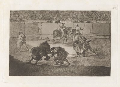 Pepe Illo maakt de passe van de stier door Francisco de Goya