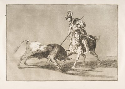 Plaat 11 uit de Tauromaquia: De Cid campeador steekt een andere stier, 1816 door Francisco de Goya