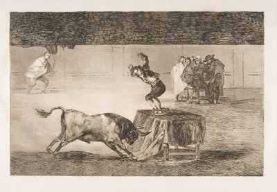 Plaat 19 van de Tauromaquia: Nog een waanzin van hem in dezelfde ring, 1816 door Francisco de Goya