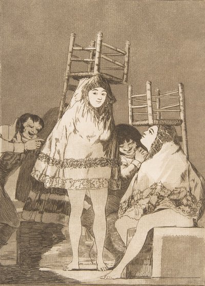 Blad 26 uit Los Caprichos: Ze hebben al een zitplaats, 1799 door Francisco de Goya