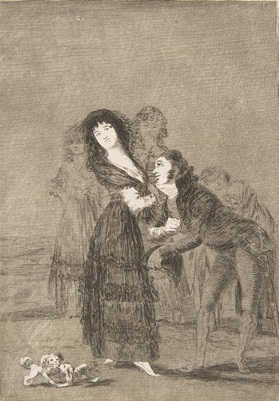 Plaat 27 uit Los Caprichos: Wie van hen is meer overwonnen door Francisco de Goya