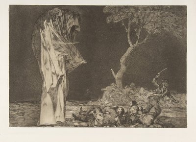 Plaat 2 uit de Disparates: Dwaasheid van angst, ca. 1816-23 gepubliceerd 1864 door Francisco de Goya
