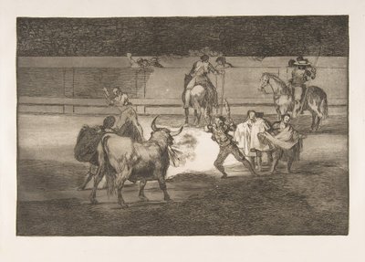 Plaat 31 van de Tauromaquia: Banderillas met Vuurwerk door Francisco de Goya