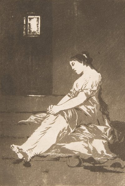 Plaat 32 uit Los Caprichos: Omdat ze gevoelig was, 1799 door Francisco de Goya
