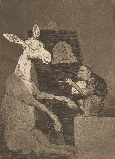 Plaat 41 uit Los Caprichos: Noch meer noch minder door Francisco de Goya