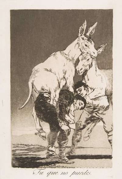 Plaat 42 uit Los Caprichos: Jij die niet kunt Tu que no puedes door Francisco de Goya