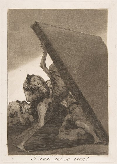Plaat 59 uit Los Caprichos: En nog steeds gaan ze niet! Y aun no se van!, 1799 door Francisco de Goya