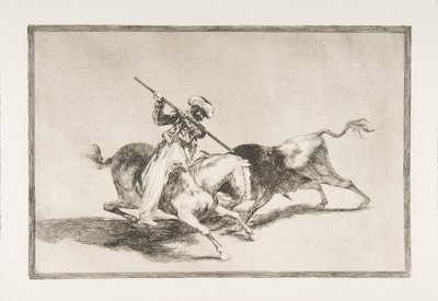 Plaat 5 uit De Tauromaquia: De vurige Moor Gazul is de eerste die stieren spiest, 1816 door Francisco de Goya