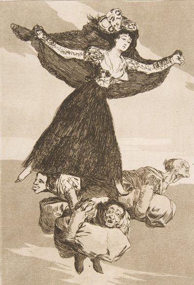 Plaat 61 uit Los Caprichos: Ze zijn gevlogen Volaverunt door Francisco de Goya
