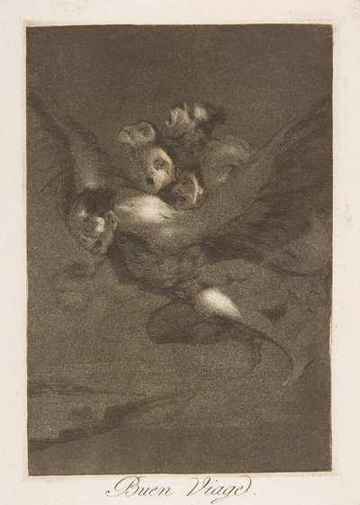 Plaat 64 uit Los Caprichos: Bon voyage door Francisco de Goya