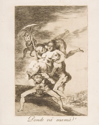 Plaat 65 uit Los Caprichos: Waar gaat mama heen Donde vá mamá, 1799 door Francisco de Goya