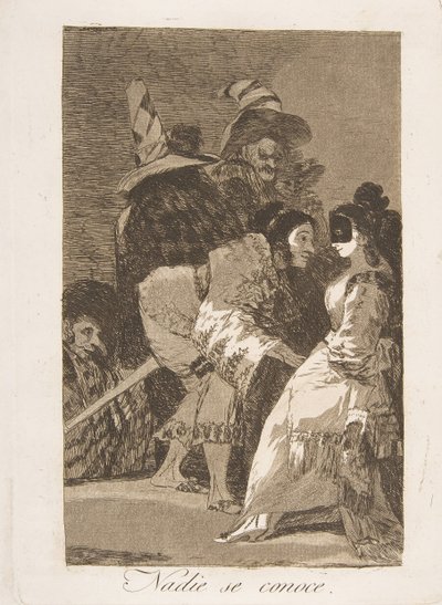 Plaat 6 uit Los Caprichos: Niemand kent zichzelf Nadie se conoce., 1799 door Francisco de Goya