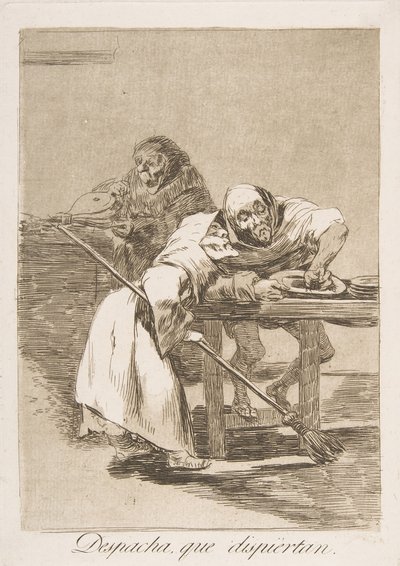 Plaat 78 uit Los Caprichos: Wees snel, ze worden wakker Despacha, que dispiertan., 1799 door Francisco de Goya