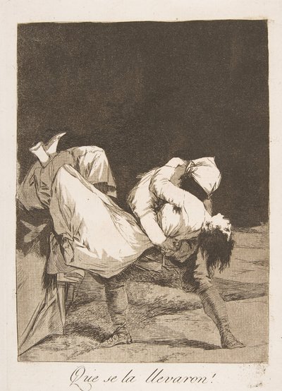 Plaat 8 uit Los Caprichos: Ze hebben haar meegenomen! Que se la llevaron!, 1799 door Francisco de Goya