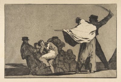 Plaat A uit de Disparates: Bekende dwaasheid, ca. 1816-23 gepubliceerd voor 1877 door Francisco de Goya