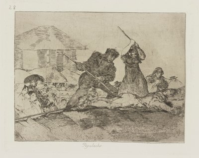 Populacho, pl. 28 uit de serie Los desastres de la guerra door Francisco de Goya