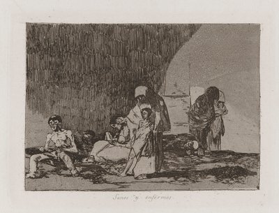 Gezonden en zieken (De Gezonden en de Zieken), Plaat 57 uit Los desastres de la guerra (De Rampen van de Oorlog) door Francisco de Goya