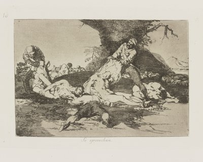 Ze maken er gebruik van., pl. 16 uit de serie Los desastres de la guerra (De Rampen van de Oorlog) door Francisco de Goya